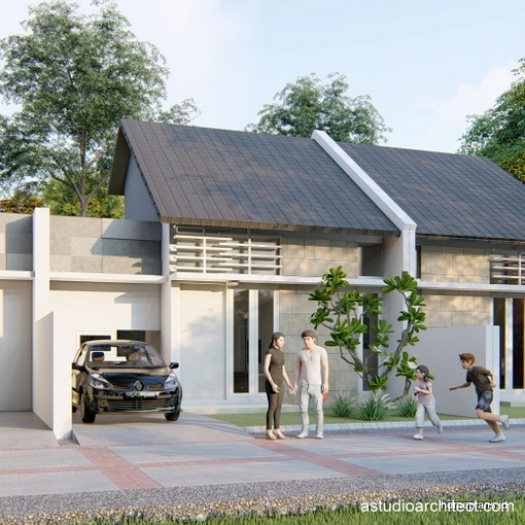 Desain Rumah Tipe 54 m2 - Lahan 8x12 m2 [kode 188]